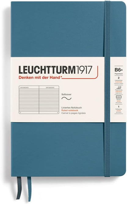 LEUCHTTURM1917 - Notebook Softcover Paperback B6+ - 123 Numbered Pages for Writing and Journaling (Ruled, Rising Sun)