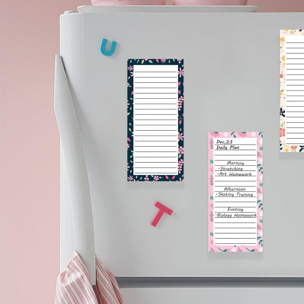 4 Pack Magnetic Notepads for Refrigerator, Full Magnet Back Design Magnetic Memo Pads, 50 Sheets per Note Pads To-Do List, Shopping List (Soft Gradient Style)