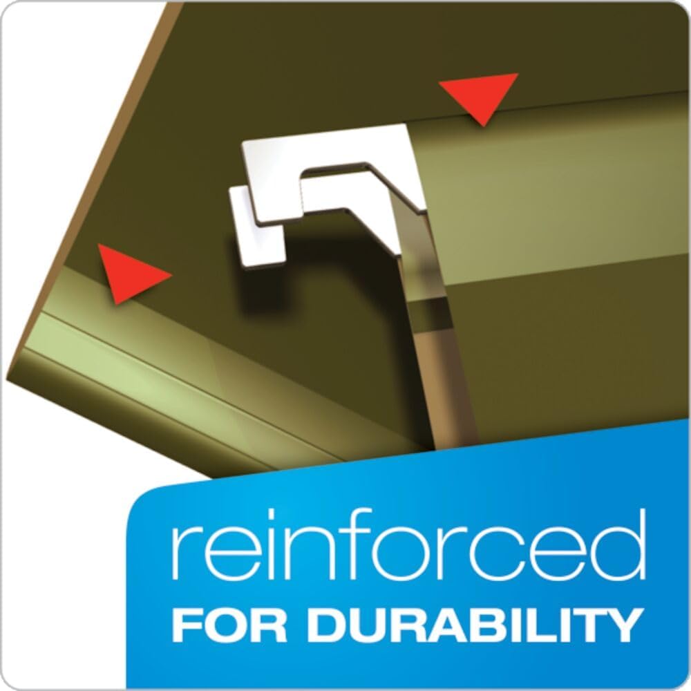 Pendaflex 04152X1 Reinforced 1" Extra Capacity Hanging Folders, Standard Green