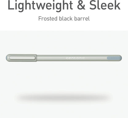 Pentonic Ballpoint Pens, 10 Count, Frosted Pale Gray Barrel with Black Ink, 0.7 mm Fine Point, Smooth Writing For Journaling & Note Taking (PEN13086)