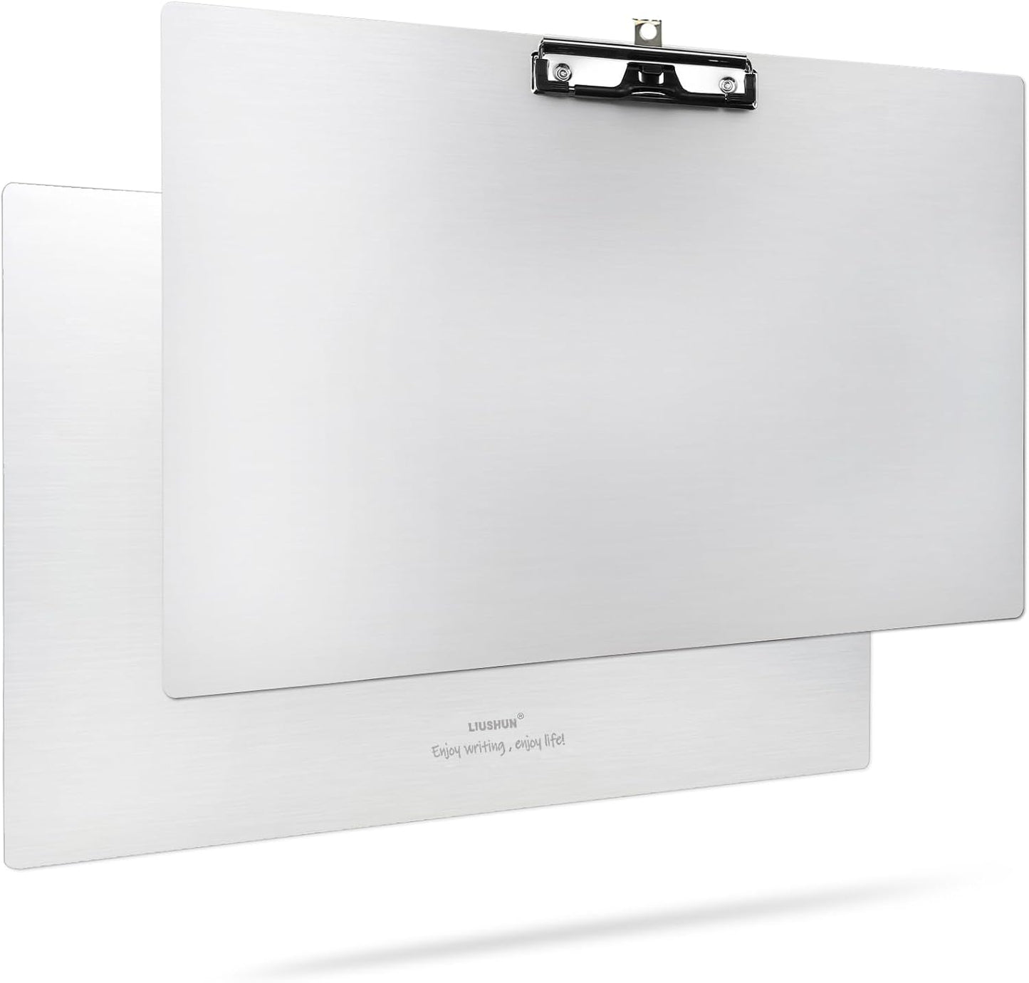 Three Clip Aluminum 11x17 Clipboard Metal Stainless Hangable Clipboards Art Pen Holder Extra Large Clip Board for Business Medical Professionals Workshop (Silver, A3-3Clip)