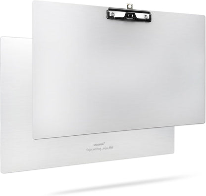 Three Clip Aluminum 11x17 Clipboard Metal Stainless Hangable Clipboards Art Pen Holder Extra Large Clip Board for Business Medical Professionals Workshop (Silver, A3-3Clip)