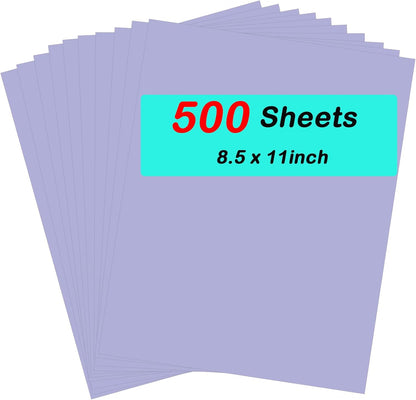 Colored Paper, Purple Copy Printer Paper, Lavender Lightweight Construction Paper for Crafting & Office School Supplies, 8.5x11inch-1 Ream (500 Sheets)