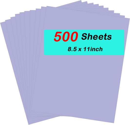 Colored Paper, Purple Copy Printer Paper, Lavender Lightweight Construction Paper for Crafting & Office School Supplies, 8.5x11inch-1 Ream (500 Sheets)