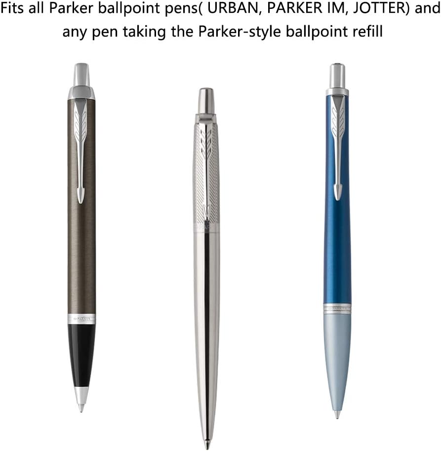 Unibene Parker Compatible Ballpoint Refills 12 Pack,1.0mm Medium Point-Black, Smooth Writing Replaceable German Ink Tactical Pen Refills for Parker Ballpoint/UZI Pen
