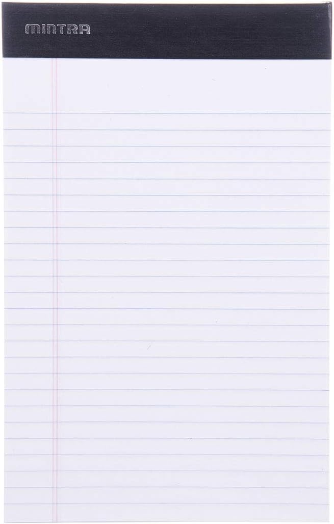 Mintra Office Colorful Legal Pads - Includes 2 Blue, 2 Pink, and, 2 Green Writing Pads, Micro Perforated Lined Sheets, Ideal for Professional & Personal Use, 5"x8" Narrow Ruled, 6 pack Basic Pastel
