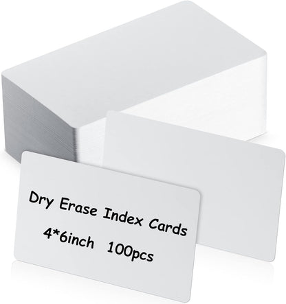 Harloon 100 Pcs Dry Erase Index Cards 3 x 5 Inch Laminated Reusable Dry Erase Note Cards Sheets for Office to Do List(White)