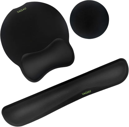 VAGAU Premium Keyboard Wrist Rest and Mouse Pad Wrist Support, Ergonomic Memory Foam Set for Office, Laptop, Mac, Computer and Gaming, Comfortable Typing &Wrist Pain Relief (2 Pack)