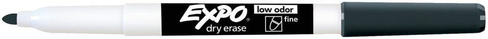 Expo 86001 Low Odor Dry Erase Marker, Black; Fine Tip, Quick-Drying Ink, 2 Packs of 12 Markers, 24 Markers Total