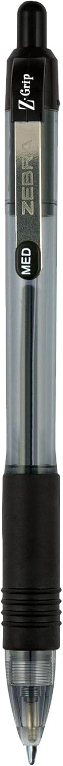 Zebra Pen Z-Grip Retractable Ballpoint Pen, Smooth-Flowing Black Ink, 1.0mm Medium Point, School & Office Supplies, Ideal for Note-Taking, Journal and Planner Use, 18-Pack (22218)