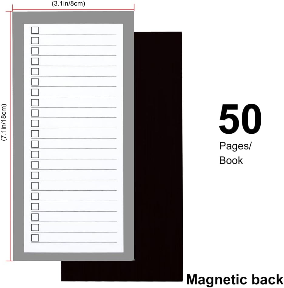 FLIPPED 4 Pack Magnetic Notepads for Refrigerator, Notepad Grocery List Large Magnet Pad for Fridge,Full Magnet Back Design Magnetic Memo Pads for Grocery List, Shopping List, to-Do List(200 Sheets)