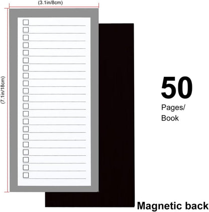 FLIPPED 4 Pack Magnetic Notepads for Refrigerator, Notepad Grocery List Large Magnet Pad for Fridge,Full Magnet Back Design Magnetic Memo Pads for Grocery List, Shopping List, to-Do List(200 Sheets)