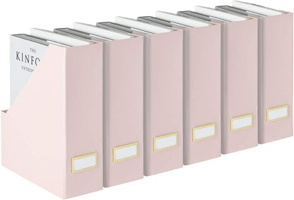 BLU MONACO Foldable Black Magazine File Holder | Set of 6 Cardboard Desk Organizer Boxes | Vertical Magazine File Holder | Standing File Holder | Office Classroom or Home