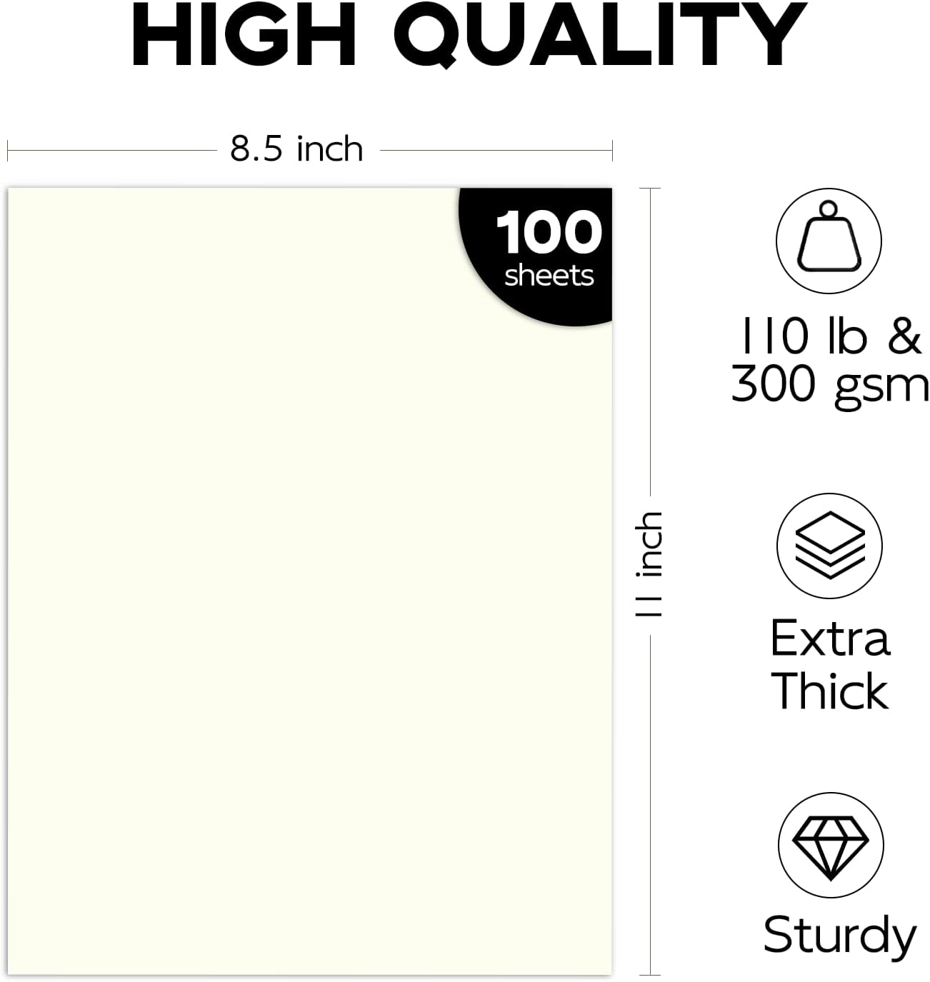 110lb White Cardstock 8.5x11, Goefun 100 Sheets Heavyweight White Card Stock 300 GSM for Invitations, Menus, Poster, DIY Card