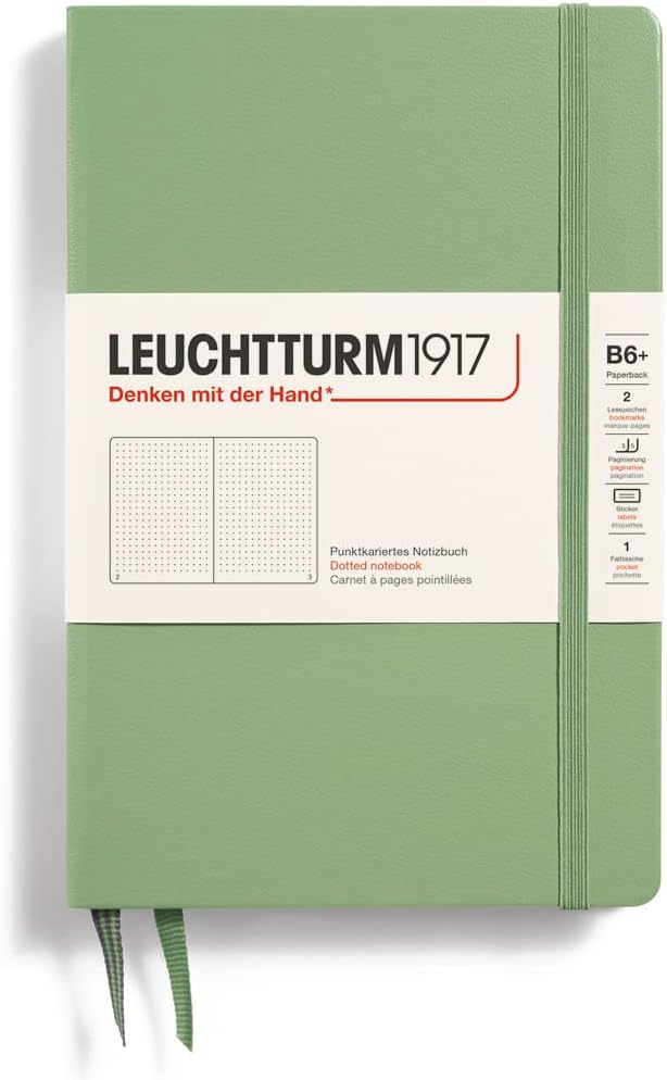 LEUCHTTURM1917 - Notebook Hardcover Paperback B6+ - 219 Numbered Pages for Writing and Journaling (Stone Blue, Ruled)