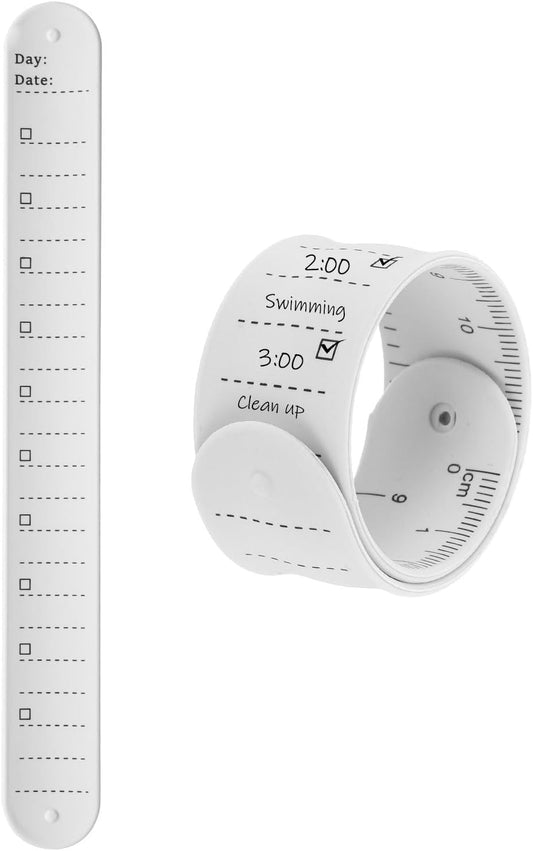 uxcell 2Pcs Writable Wrist Band, 9.45" x 1.18" Waterproof Slap Bracelet Reusable Writable Erasable to Do List Silicone Memo Wrist Bands for Planner Reminder (White)
