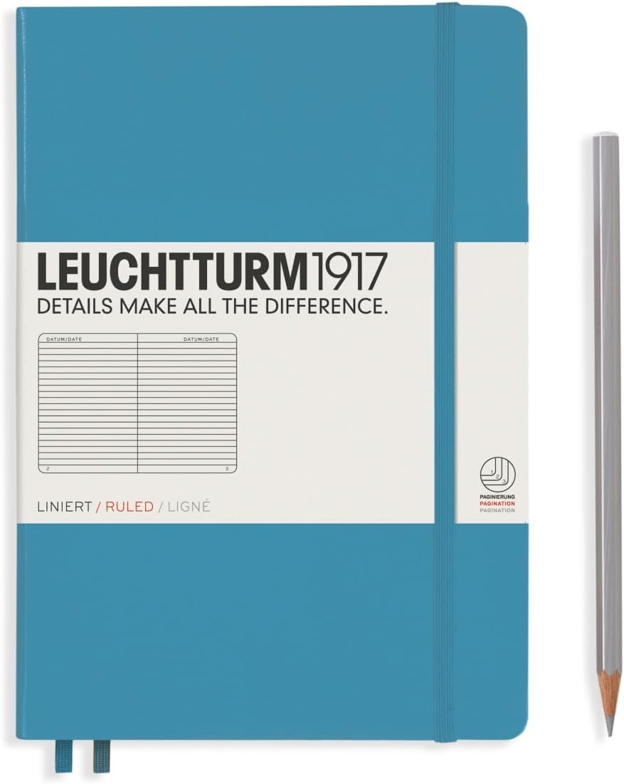 LEUCHTTURM1917 - Notebook Hardcover Medium A5-251 Numbered Pages for Writing and Journaling (Navy, Ruled)