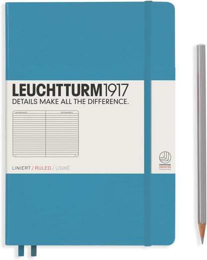 LEUCHTTURM1917 - Notebook Hardcover Medium A5-251 Numbered Pages for Writing and Journaling (Navy, Ruled)