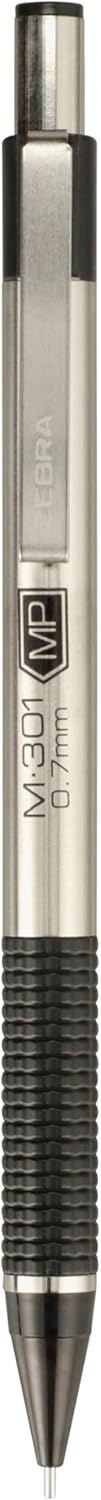 Zebra Pen, M-301 Mechanical Pencil, 0.7mm Point, Stainless Steel Barrel, Textured Grip, Smooth Writing Performance, Refillable, STEEL Series, 2-Count, (54312)