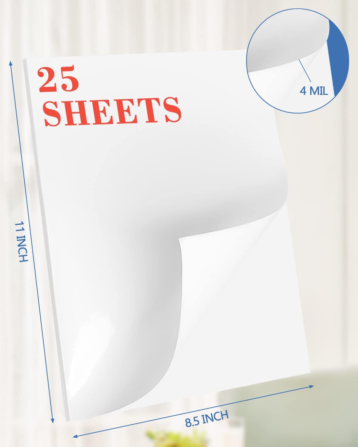 Lzerking Glossy Printable Vinyl Sticker Paper for Printer - 100 Sheets White Quick-Drying Waterproof, for Inkjet & Laser Printers, Compatible with Cricut for Small Business DIY Crafts 8.5x11in