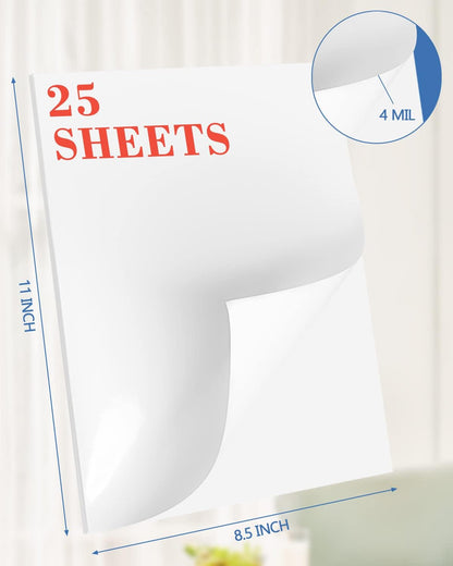 Lzerking Glossy Printable Vinyl Sticker Paper for Printer - 100 Sheets White Quick-Drying Waterproof, for Inkjet & Laser Printers, Compatible with Cricut for Small Business DIY Crafts 8.5x11in