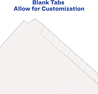 Avery Blank Tab Legal Exhibit Binder Dividers, White Unlaminated Tabs, Letter-Size, Standard Collated 25-Tab Set (11959)