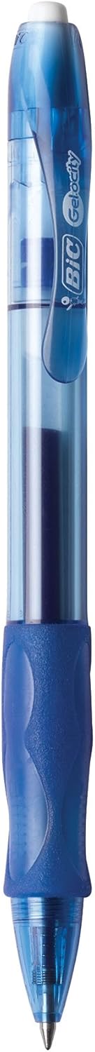 BIC Gelocity Original Blue Gel Pens, Medium Point (0.7mm), 12-Count Pack, Retractable Gel Pens With Comfortable Grip