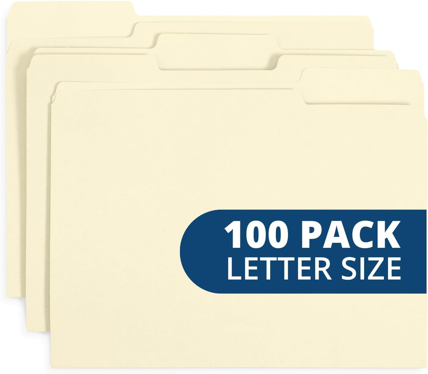 File Folder, 1/3 Cut Tab, Letter Size, Yellow, Great for Organizing and Easy File Storage, 100 Per Box