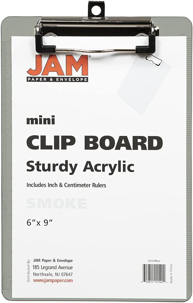 JAM PAPER Small Plastic Memo Clipboards with Low Profile Metal Clip - Mini (6 x 9) - Blue - Clip Board Sold Individually