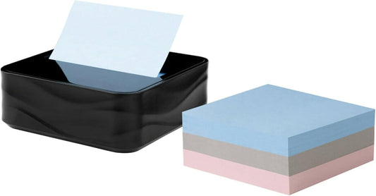 Post-it Note Dispenser, Sticky Note Holder, Black Wave Design, Includes 3 Pads of 90 Sheets of 3 in x 3 in Pop-Up Notes, Classroom or Office Supplies