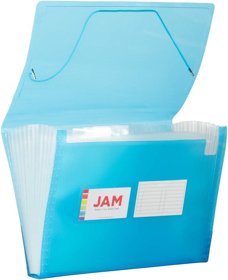 JAM Paper Accordion Folders - 13 Pocket Plastic Expanding File - Legal Size - 10 x 15 - Red - Sold Individually