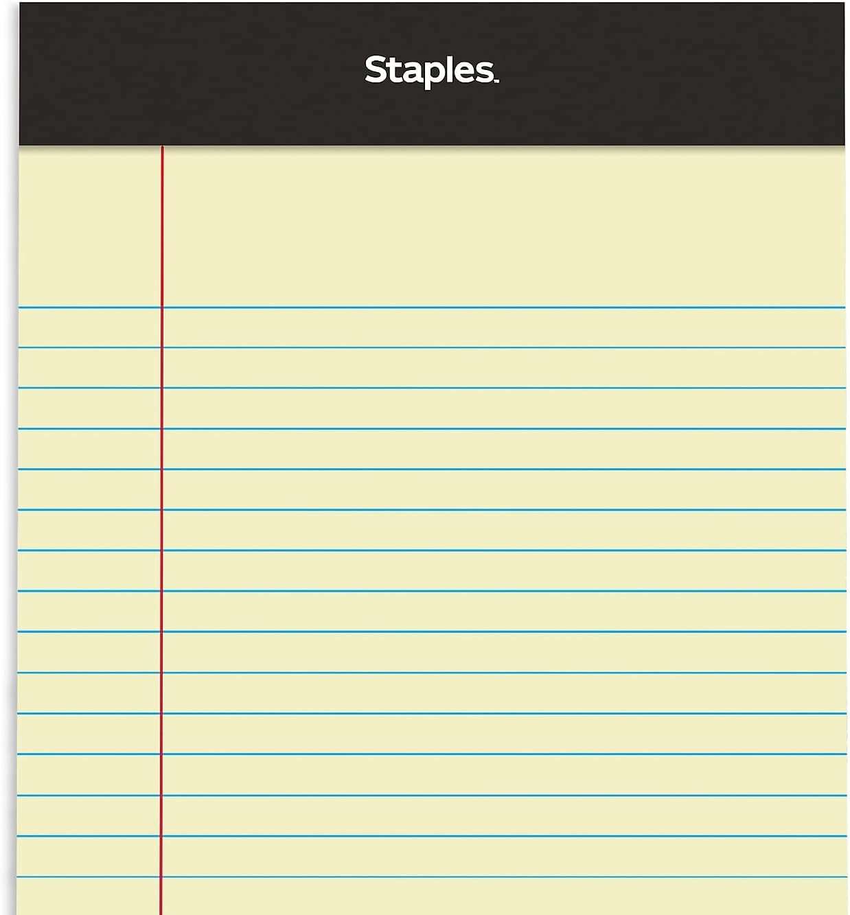 STAPLES Notepads, 5” x 8”, Narrow Ruled, White, 50 Sheets/Pad, 12‑Pack