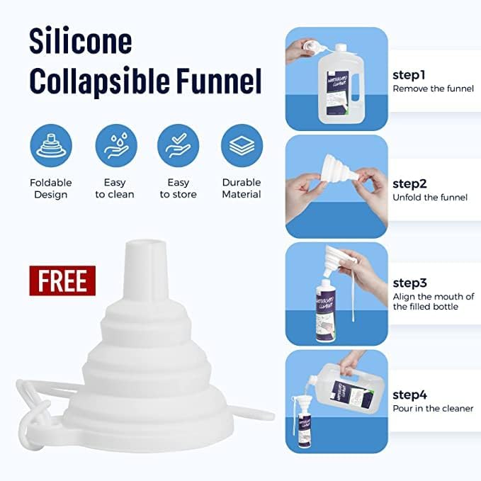 loukin Non-Toxic Whiteboard Cleaner, 1 Gallon (128 fl oz) Dry Erase Board Cleaner Ready-to-Use Refill, Connected Collapsible Silicone Funnel for Canned Liquid, Removes Whiteboard Stains