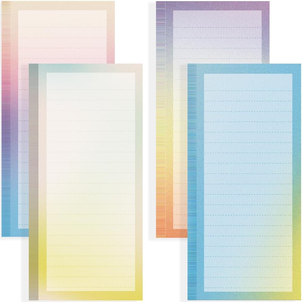 4 Pack Magnetic Notepads for Refrigerator, Full Magnet Back Design Magnetic Memo Pads, 50 Sheets per Note Pads To-Do List, Shopping List (Soft Gradient Style)