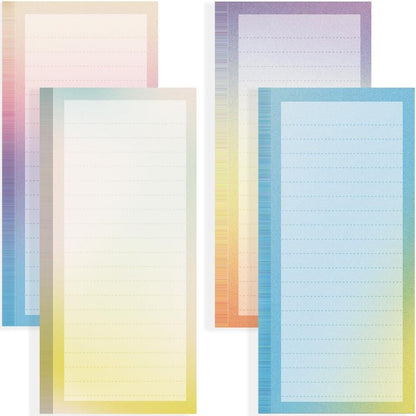 4 Pack Magnetic Notepads for Refrigerator, Full Magnet Back Design Magnetic Memo Pads, 50 Sheets per Note Pads To-Do List, Shopping List (Soft Gradient Style)