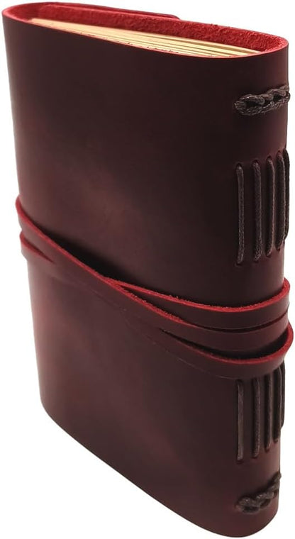 Leather Journal Writing Notebook - Genuine Leather Bound Daily Notepad for Men & Women Lined Paper 240 Kraft Pages, Handmade, Rustic Brown, 5 x 7 in