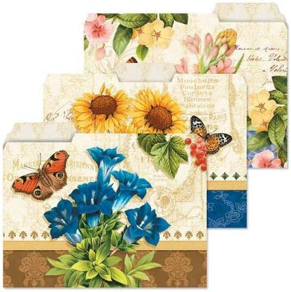 Current Floral Fun File Folders Value Pack - Bulk Set of 24, 6 Pretty Decorative Designs, 1/3 Cut Tabs, Heavy-Duty Paper Stock, Office Supplies for Home & Work, 9-½” x 11-¾” Letter Size