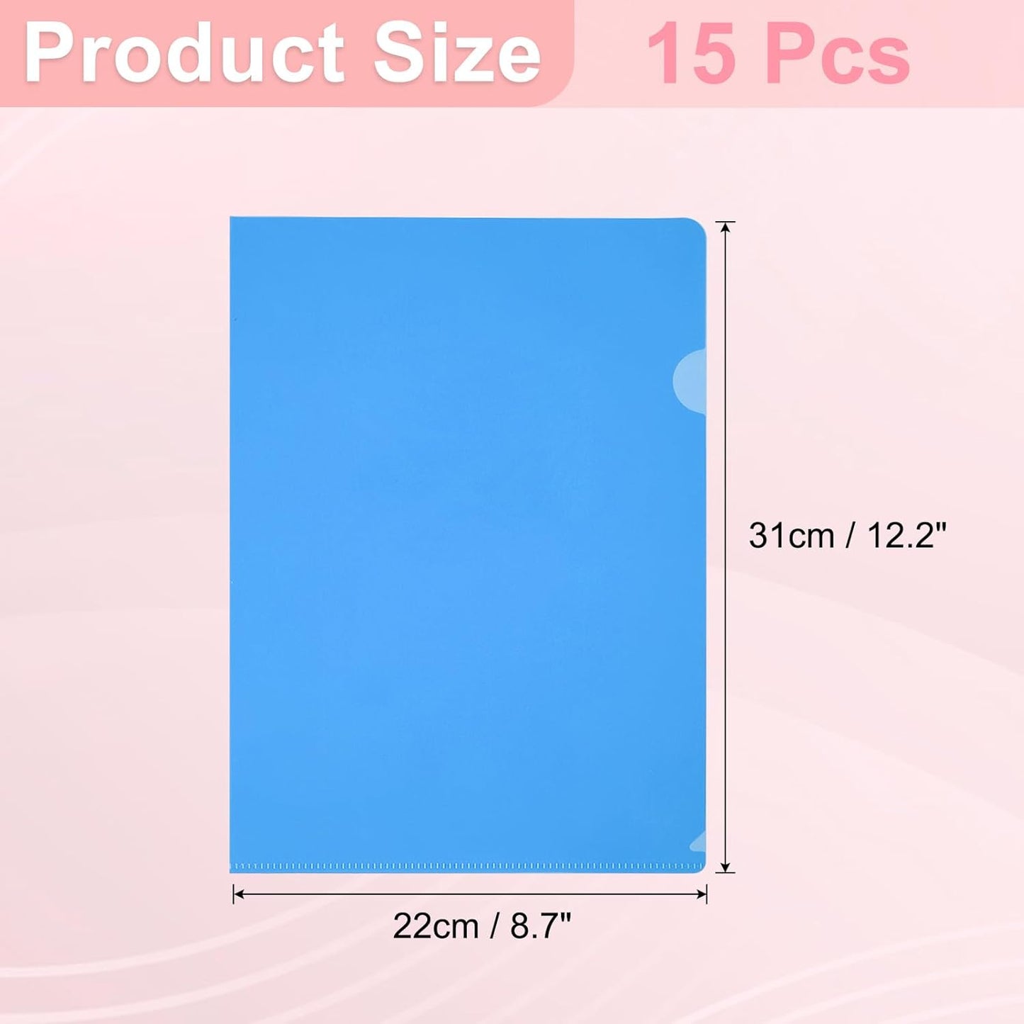 PATIKIL A5 Plastic Folders, 15 Pack Clear Folders L Type Project Pockets Paper Document Jacket Sleeves L Shaped Transparent for Documents Plastic Office File, 6.3x8.8in, Gray