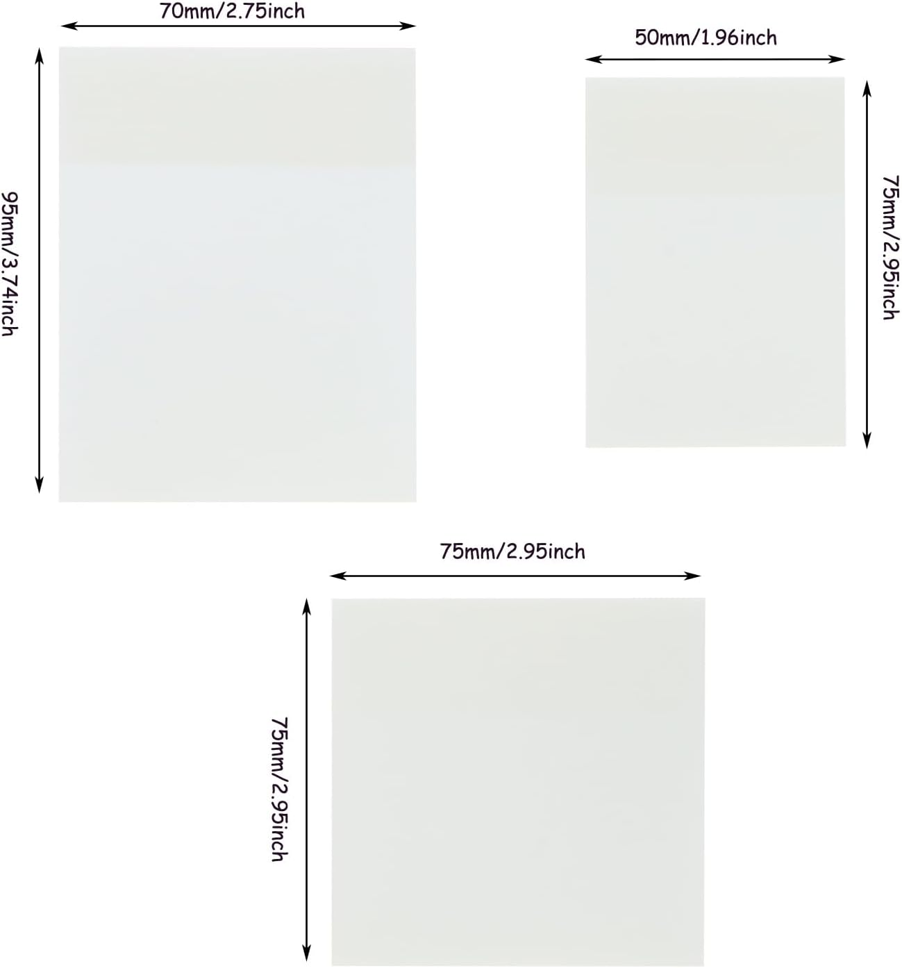 ONLYKXY 3Pack Mixed Size White Transparent Sticky Notes for Annotating,Rectangle Waterproof Clear Index Sticker Self-Stick Book Tabs 150 Sheets Soft PET Marker Memo Pad for Home Office College