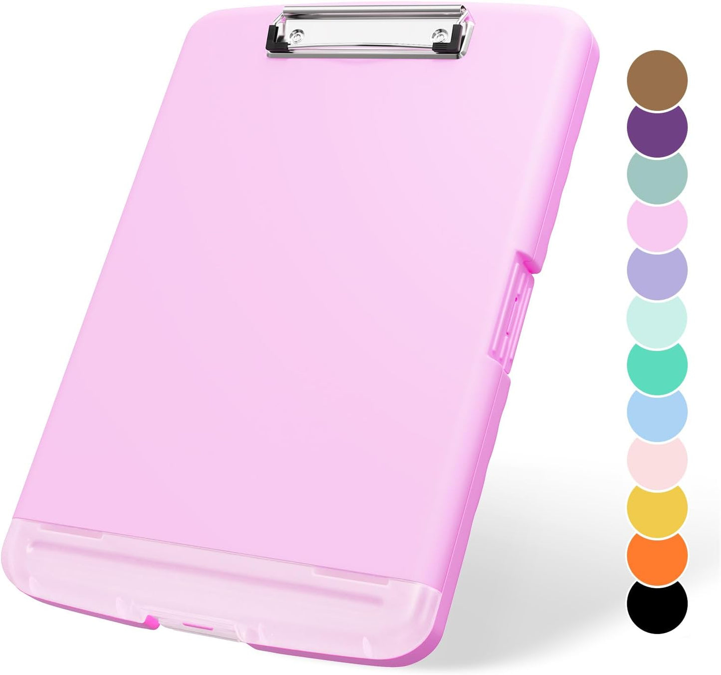 Plastic Clipboard with Storage, 8.5 x 11 Storage Organization Box Side-Opening, Heavy Duty Clip Board with Pen Holder and Paper Folder for Nurses, Teachers, Office & School Supply, Orange