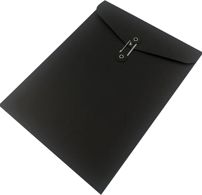 VANRA Kraft Paper A4/C4 File Folders Filing Envelope Folder Pack of 5, Filing Envelope Folder Jacket Document Letter Organizer with String Closure for School,Office (Black)