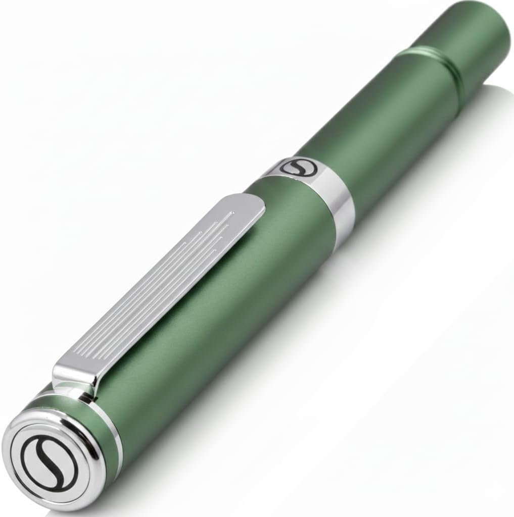 Scriveiner Black Rollerball EDC Luxury Pen, Stunning Pocket Pen with Chrome Finish, Cool Writing, Best Gift for Men & Women, German Schmidt Refill, Nice Present, Fancy Office Designer Set