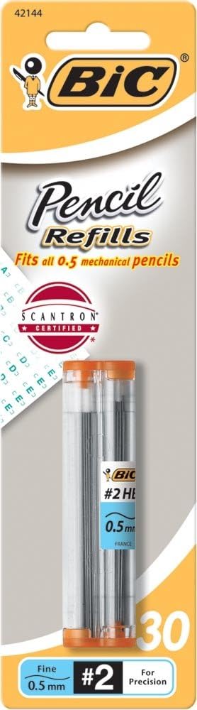 BIC Pencil Lead Refills, Medium Point (0.7mm), 30ct (L730P1),Black