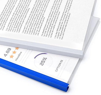 Plastic File Folder 10mm Sliding Bar Report Covers, 18C, 40 Sheet Capacity, Transparent Resume Presentation File Folders Organizer Binder for A4 Size Paper, 20 Pcs