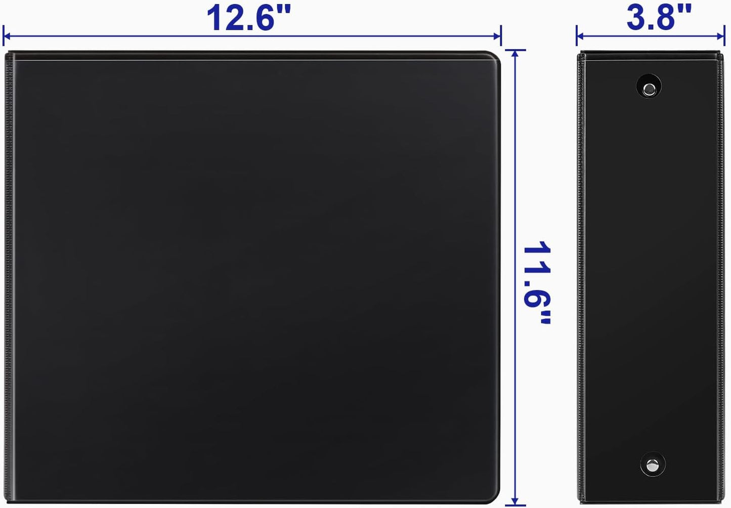 Comix Sturdy Round Ring Binder 3 inch with Clear View Cover, Holds 600 Sheets of US Letter Size Paper, 2 Pack (Black)