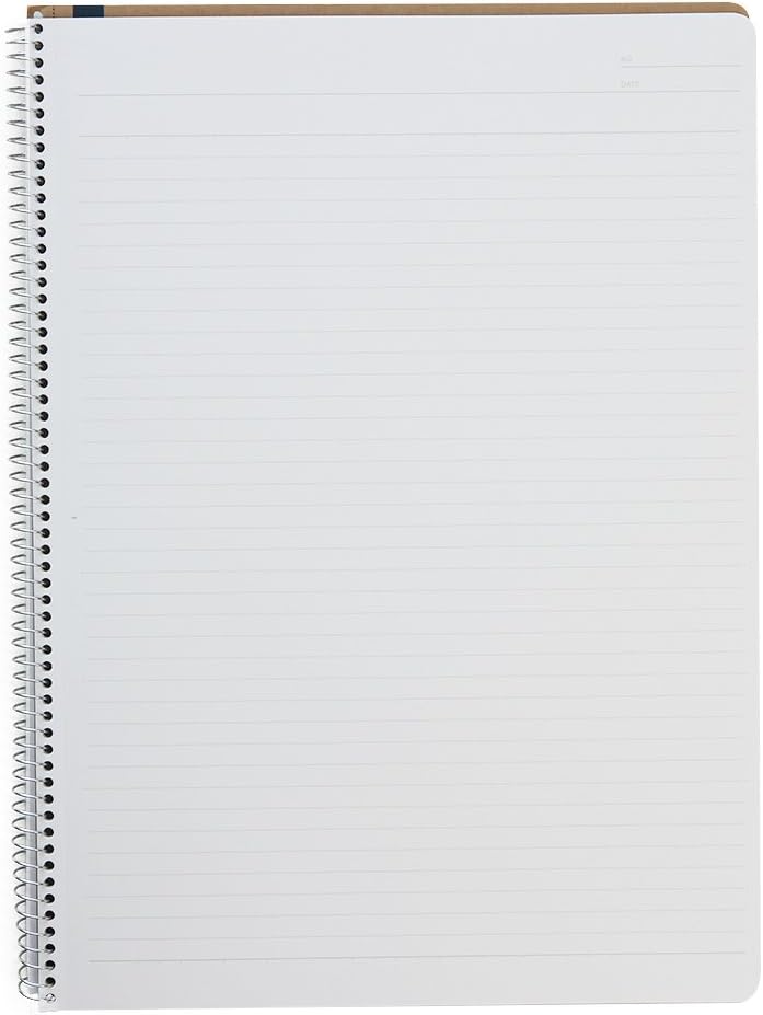 Maruman Spiral Note Basic Lined Notebook- A4, 11.69" x 8.98", 80 Sheets / 160 Pages, 6.5mm Narrow Ruled Journal, Perforated Pages & Wire-Bound to Lay Flat, Sturdy Kraft Cover, Made in Japan