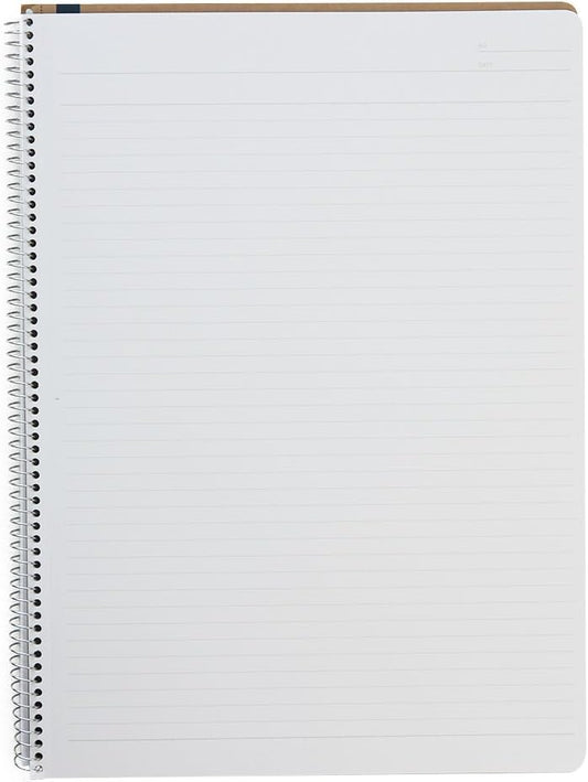 Maruman Spiral Note Basic Lined Notebook- A4, 11.69" x 8.98", 80 Sheets / 160 Pages, 6.5mm Narrow Ruled Journal, Perforated Pages & Wire-Bound to Lay Flat, Sturdy Kraft Cover, Made in Japan
