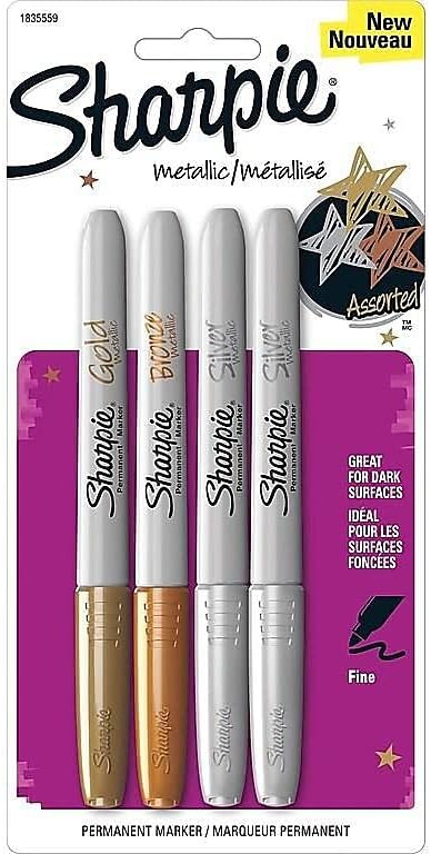 Sharpie - Fine Point Metallic Permanent Markers - Silver/Gold/Bronze (1-Pack of 4)