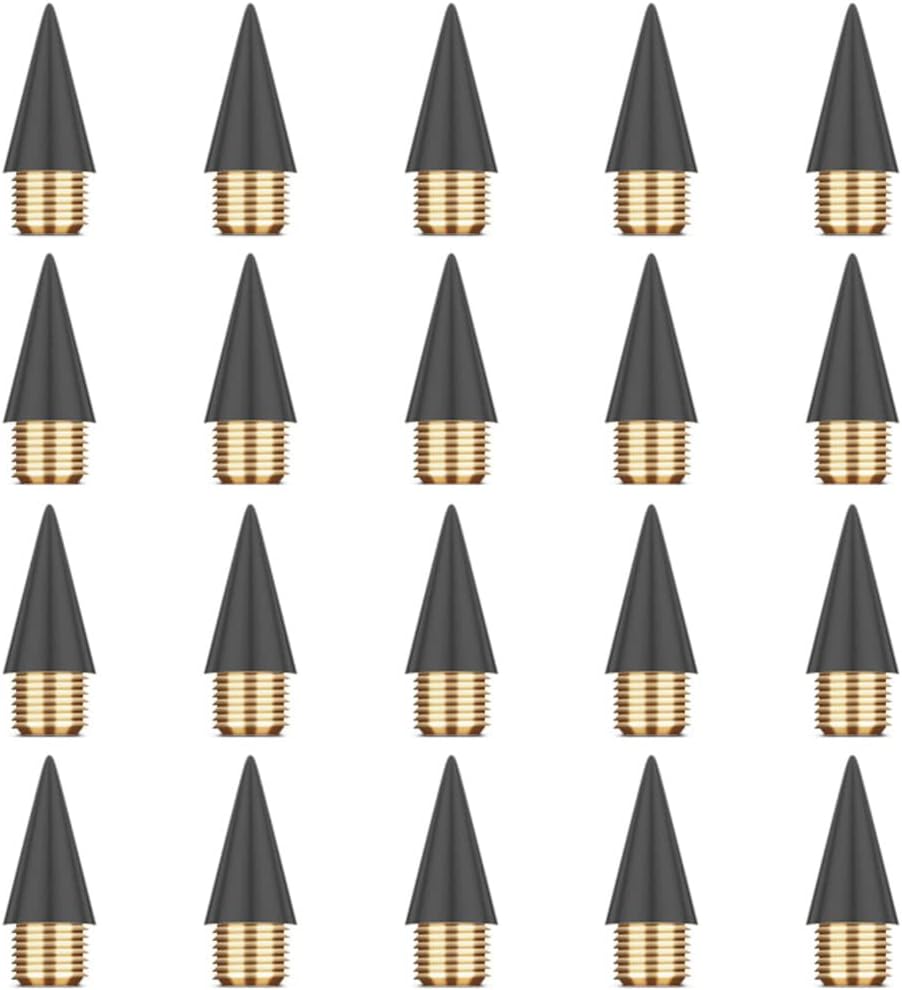 AUAUY 20PCS Inkless Pencil Replaceable Refill, Infinite Pencil Replaceable Graphite Nib, Graphite Nib Metal Inkless, Everlasting Pencils Replacement Head for Writing Drawing Office School Supplies