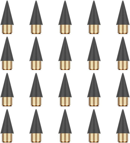 AUAUY 20PCS Inkless Pencil Replaceable Refill, Infinite Pencil Replaceable Graphite Nib, Graphite Nib Metal Inkless, Everlasting Pencils Replacement Head for Writing Drawing Office School Supplies